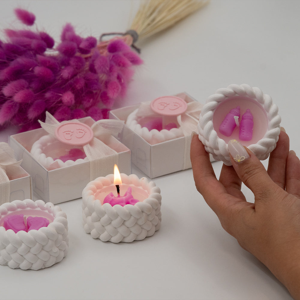 Burgu Desenli Hediyelik Mumluk Baby Girl 8 Adet