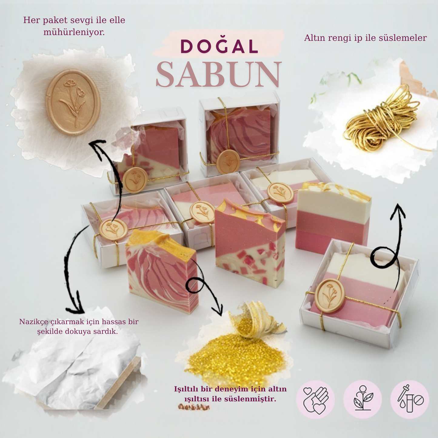 Dogal Shea&Hindistan Cevizi Yağlı Pembe Beyaz Sabun 12 Adet