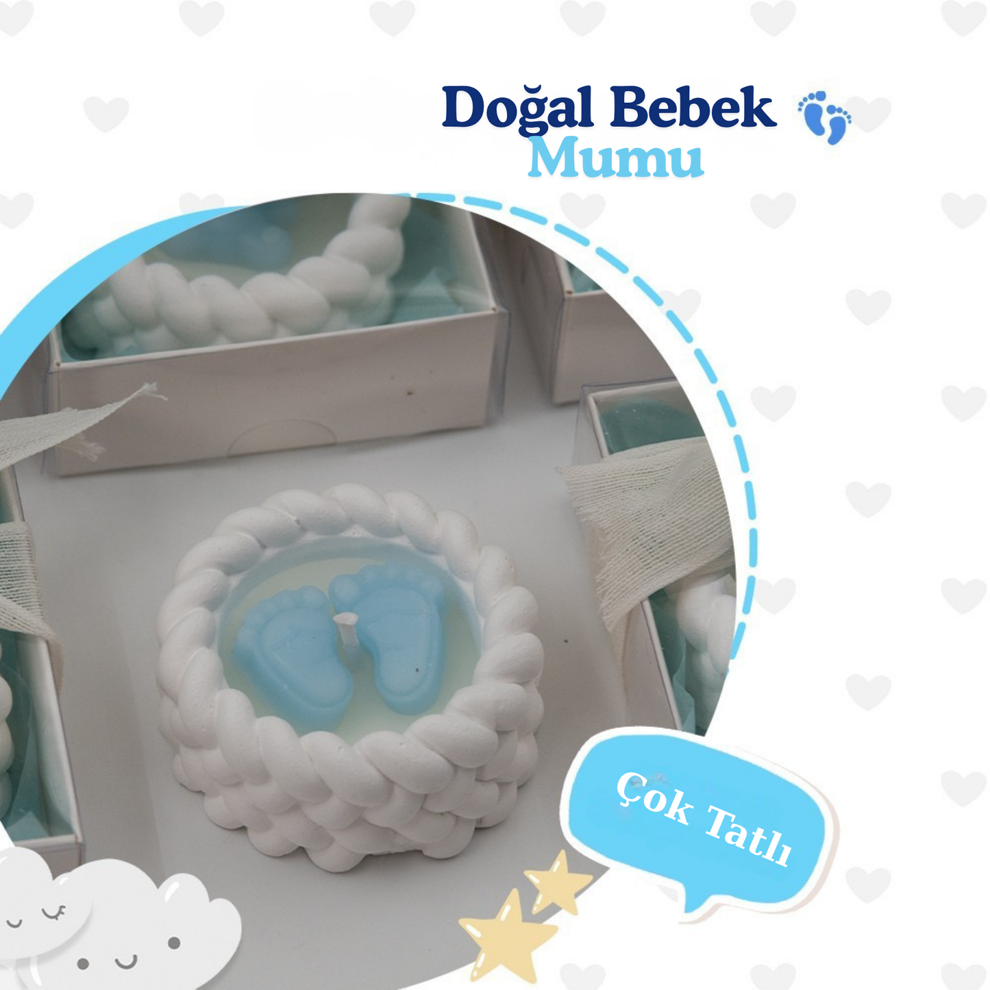 Burgu Desenli Hediyelik Mumluk Baby Boy 8 Adet