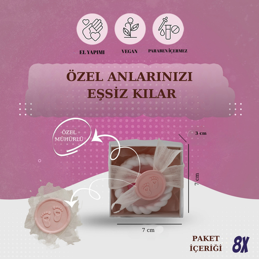 Burgu Desenli Hediyelik Mumluk Baby Girl 8 Adet