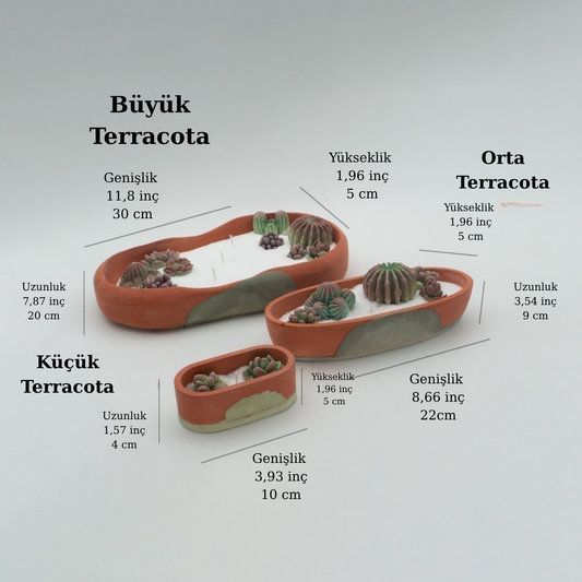 El yapımı Küçük Boy Teraacota Çanak Kase Mumluk