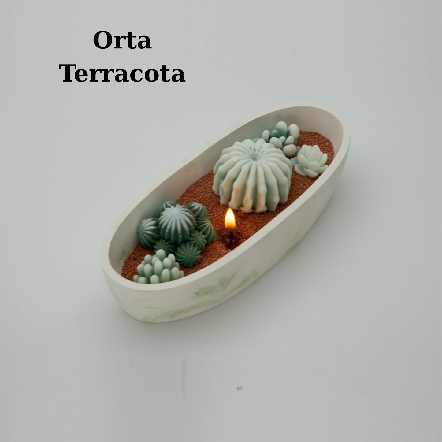 El yapımı Orta Boy Yeşil Terracota Çanak Kase Mumluk