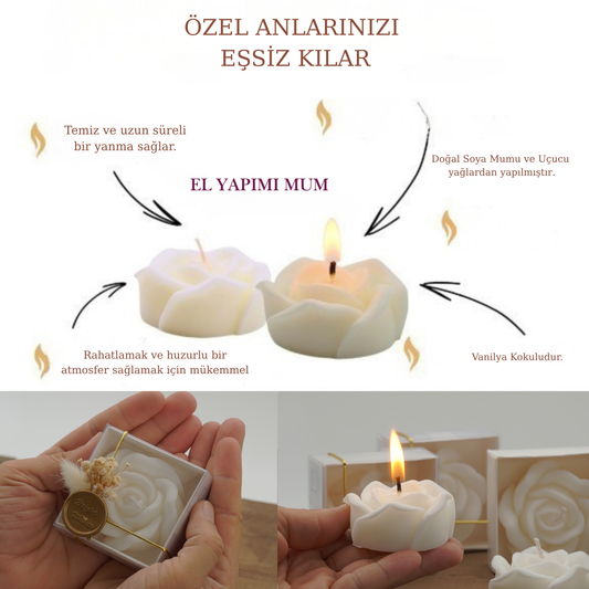 Gül Mum Hediyelik 12 Adet